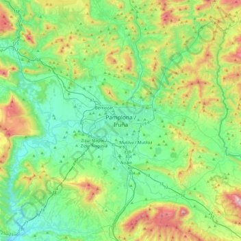 Pamplona/Iruña topographic map, elevation, terrain
