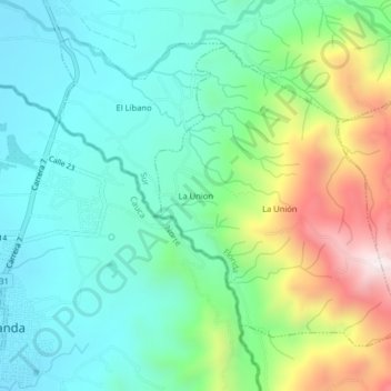 La Union topographic map, elevation, terrain