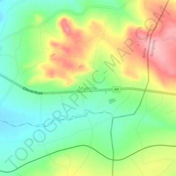 Myanga topographic map, elevation, terrain