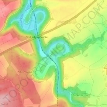 Ruine Neckarburg topographic map, elevation, terrain