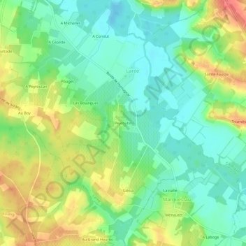 Peyroutin topographic map, elevation, terrain
