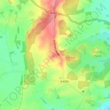 Weethley topographic map, elevation, terrain
