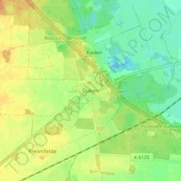 Duben topographic map, elevation, terrain