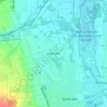 Vinkrath topographic map, elevation, terrain