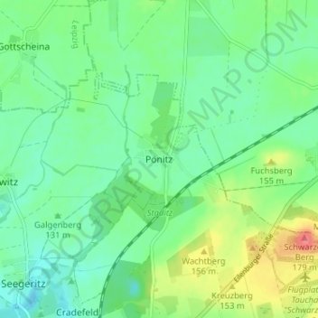 Pönitz topographic map, elevation, terrain