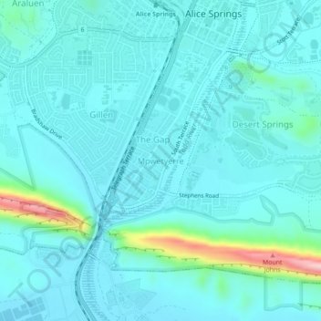 Mpwetyerre topographic map, elevation, terrain