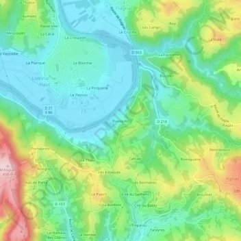 Bouquiès topographic map, elevation, terrain