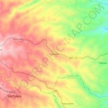 Cosolapa topographic map, elevation, terrain