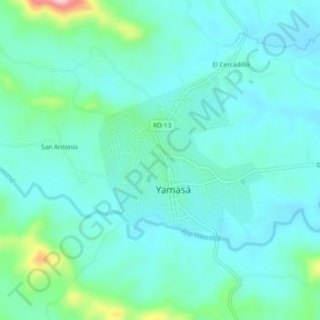 Yamasá topographic map, elevation, terrain