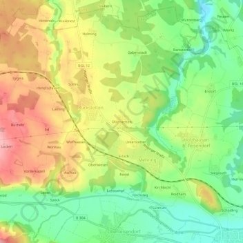 Oberstetten topographic map, elevation, terrain