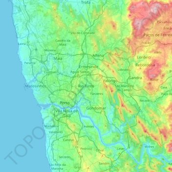 Rio Tinto topographic map, elevation, terrain