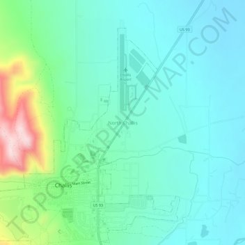 North Challis topographic map, elevation, terrain
