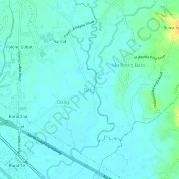 Dalig topographic map, elevation, terrain