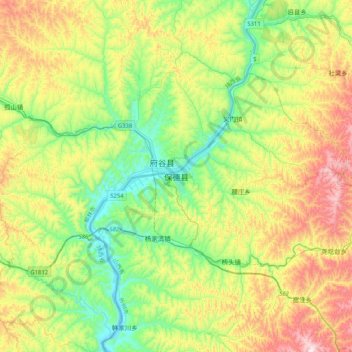 保德县 topographic map, elevation, terrain