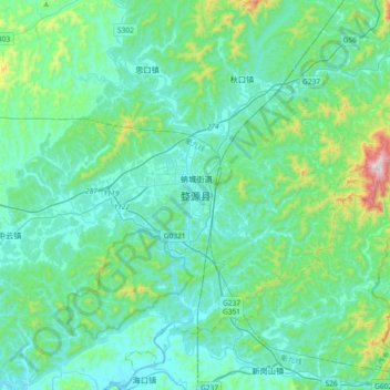 婺源县 topographic map, elevation, terrain