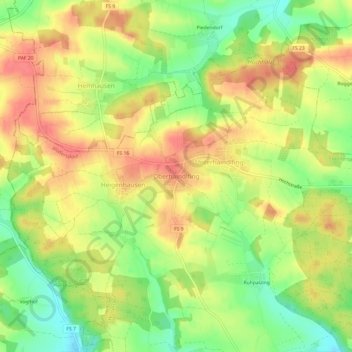 Oberhaindlfing topographic map, elevation, terrain