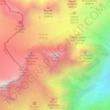 Portalet topographic map, elevation, terrain