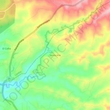 Santa Ana topographic map, elevation, terrain