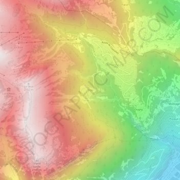 Tzou topographic map, elevation, terrain
