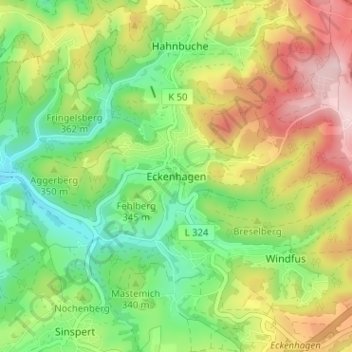 Eckenhagen topographic map, elevation, terrain