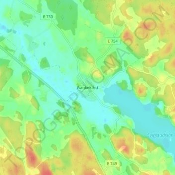 Bankekind topographic map, elevation, terrain