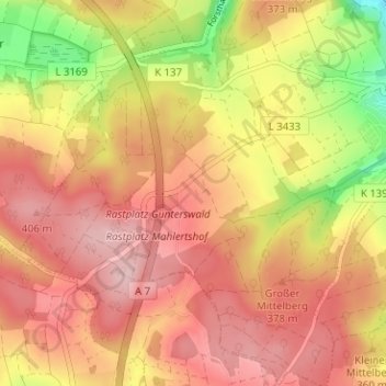 Mahlertshof topographic map, elevation, terrain