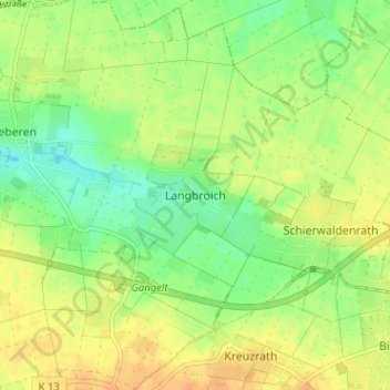 Langbroich topographic map, elevation, terrain