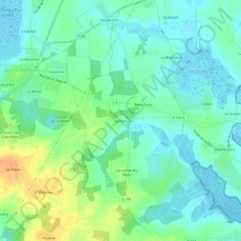 Quintin topographic map, elevation, terrain