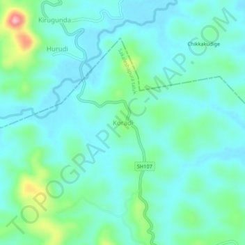 Koradi topographic map, elevation, terrain