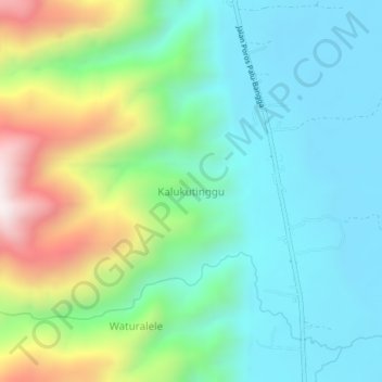 Kalukutinggu topographic map, elevation, terrain