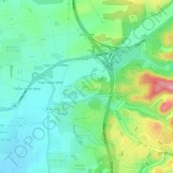 Barkai topographic map, elevation, terrain