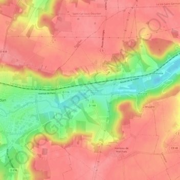 Roinville topographic map, elevation, terrain