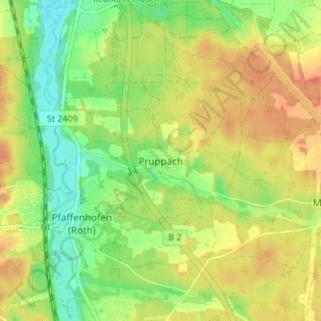 Pruppach topographic map, elevation, terrain