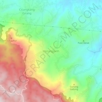 Weninggalih topographic map, elevation, terrain