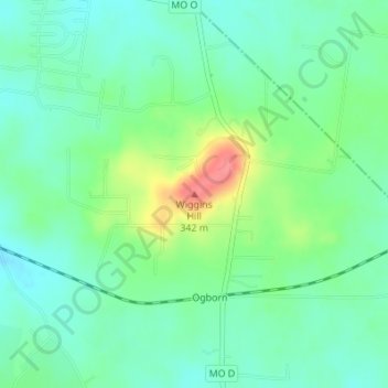 Wiggins Hill topographic map, elevation, terrain