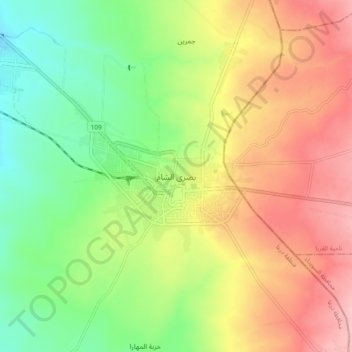 Bosra topographic map, elevation, terrain