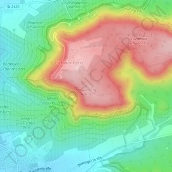 Schwanberg topographic map, elevation, terrain