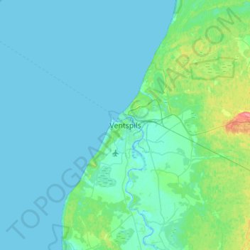 Ventspils topographic map, elevation, terrain