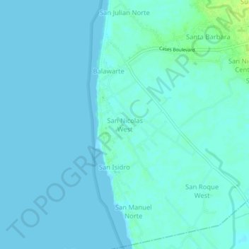 San Nicolas West topographic map, elevation, terrain