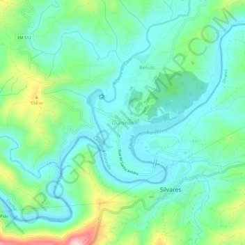 Ourondo topographic map, elevation, terrain