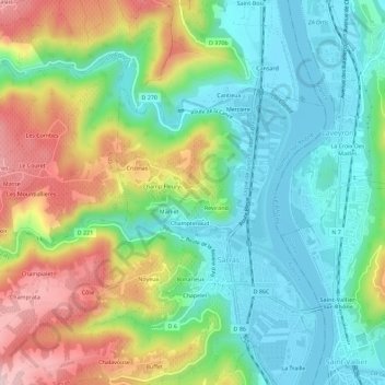 Peyret topographic map, elevation, terrain