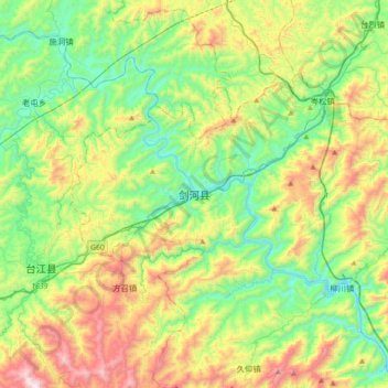 Jianhe topographic map, elevation, terrain