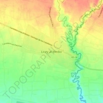Licey al Medio topographic map, elevation, terrain