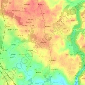 Corn er Hoët topographic map, elevation, terrain