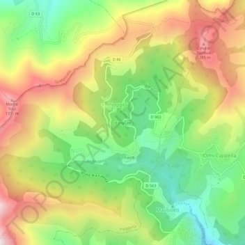 U Vignale topographic map, elevation, terrain