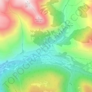 Unha topographic map, elevation, terrain
