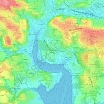 Kerbabic topographic map, elevation, terrain