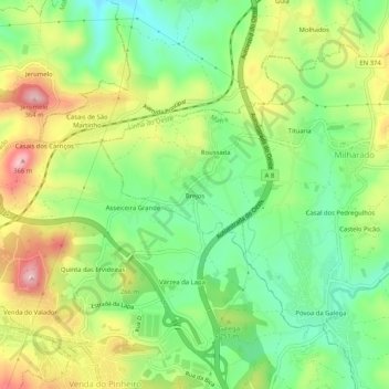 Brejos topographic map, elevation, terrain