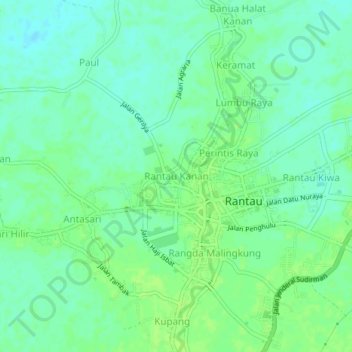 Rantau Kanan topographic map, elevation, terrain