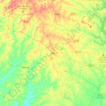 York topographic map, elevation, terrain